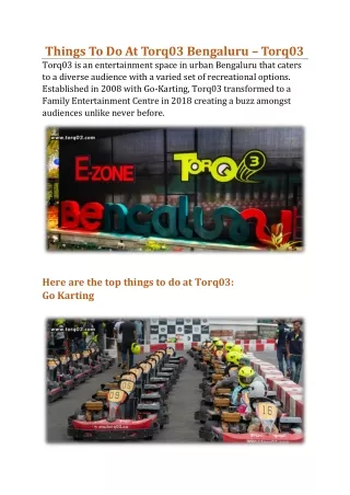 Things To Do At Torq03 Bengaluru