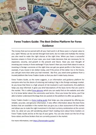 Forex Traders Guide: The Best Online Platform for Forex Guidance