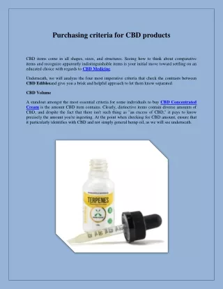 Purchasing criteria for CBD products