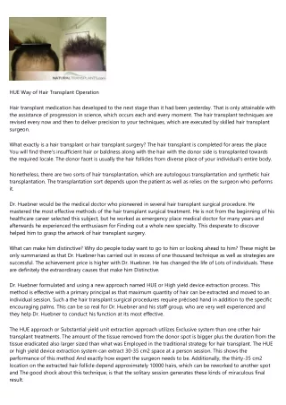 hue way of hair transplant operation