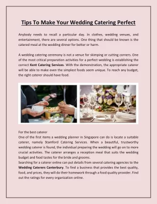 Tips To Make Your Wedding Catering Perfect