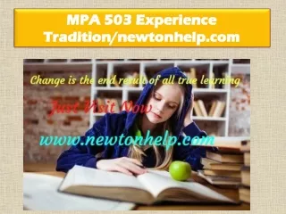 MPA 503 Experience Tradition/newtonhelp.com