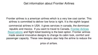 GET INFORMATION ABOUT FRONTIER AIRLINES