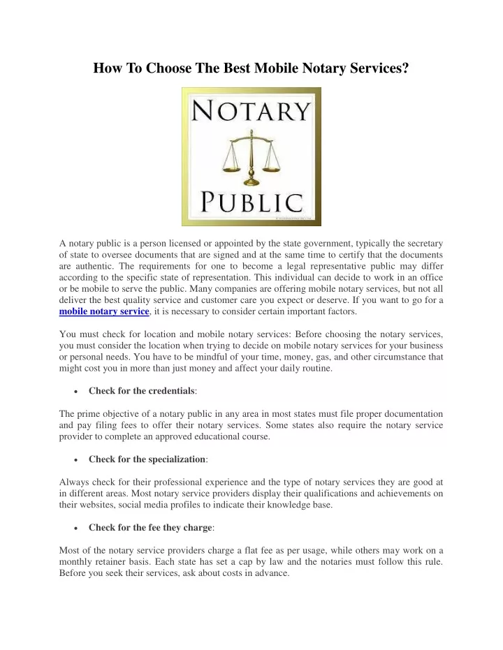 how to choose the best mobile notary services