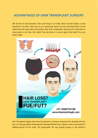 ADVANTAGES OF HAIR TRANSPLANT SURGERY