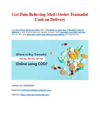 Get Pain Relieving Med Online | Buy Tramadol Online