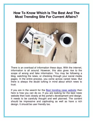 How To Know Which Is The Best And The Most Trending Site For Current Affairs?