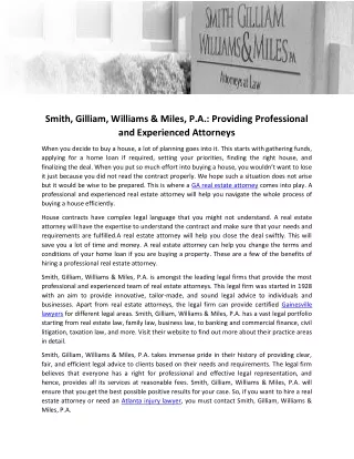 Smith, Gilliam, Williams & Miles, P.A.: Providing Professional and Experienced Attorneys