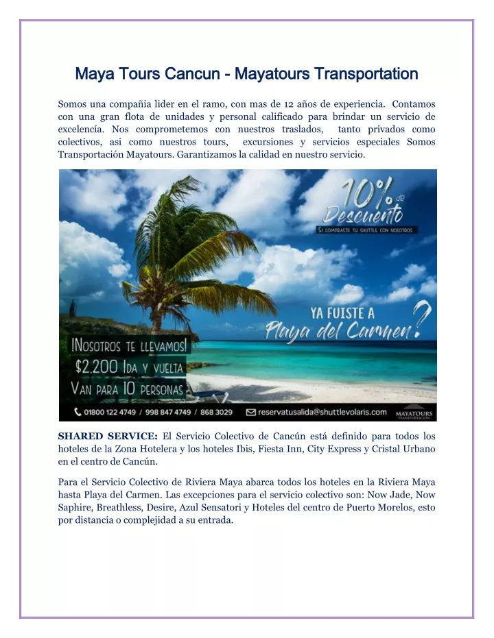 Maya Tours Cancun - Mayatours Transportation