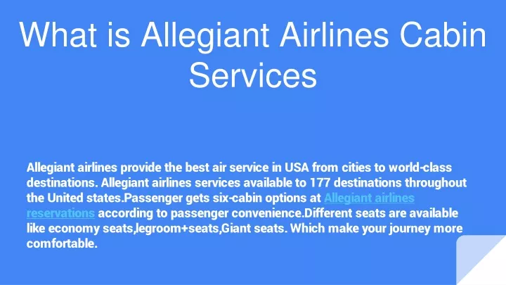 what is allegiant airlines cabin services