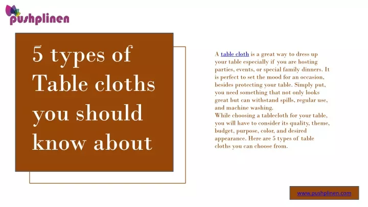 5 types of table cloths you should know about