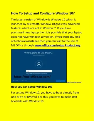 how to setup and configure window 10
