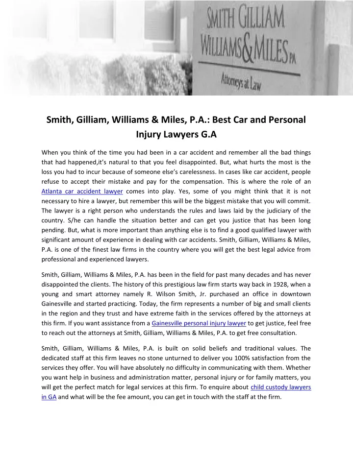 smith gilliam williams miles p a best