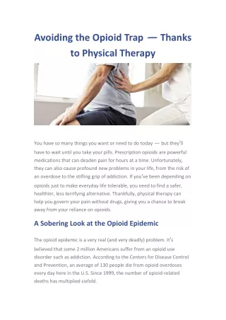 Avoiding the Opioid Trap — Thanks to Physical Therapy