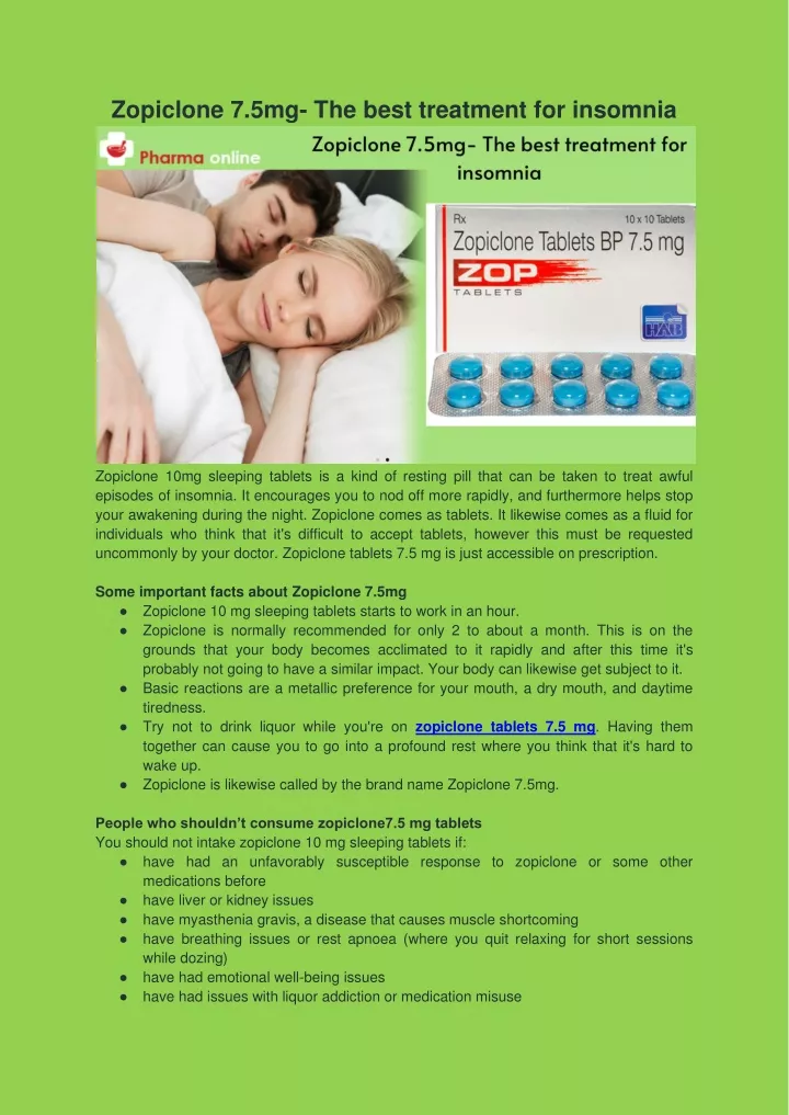 zopiclone 7 5mg the best treatment for insomnia