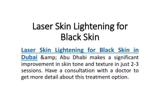 Laser Skin Lightening for Black Skin in Dubai