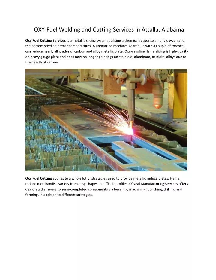 oxy fuel welding and cutting services in attalla