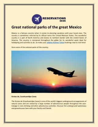 Great national parks of the great Mexico