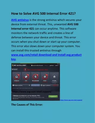 how to solve avg 500 internal error 421