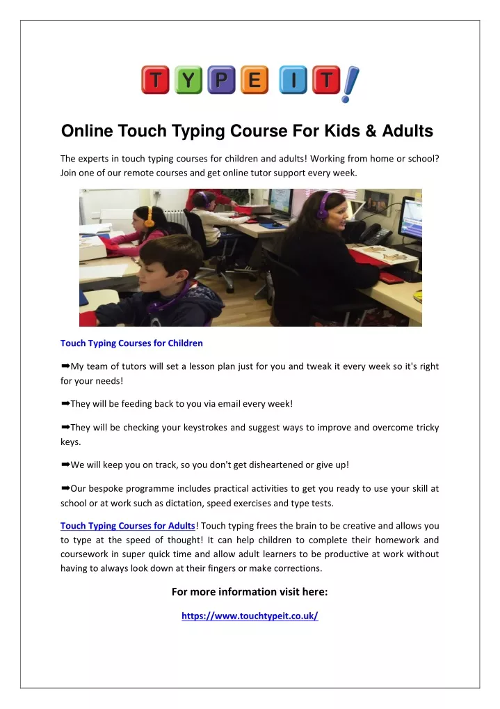 online touch typing course for kids adults