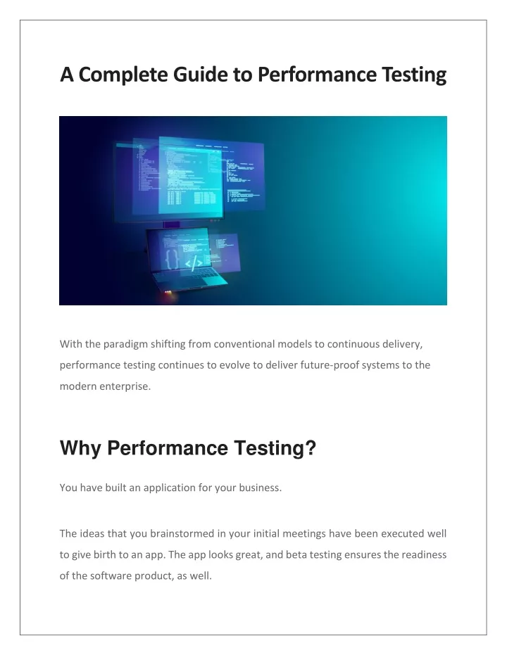 a complete guide to performance testing