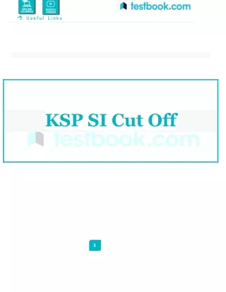 KSP SI Cut off