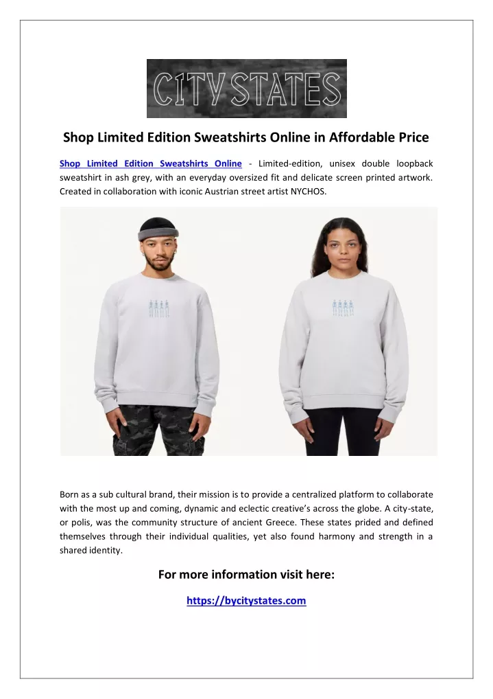 shop limited edition sweatshirts online