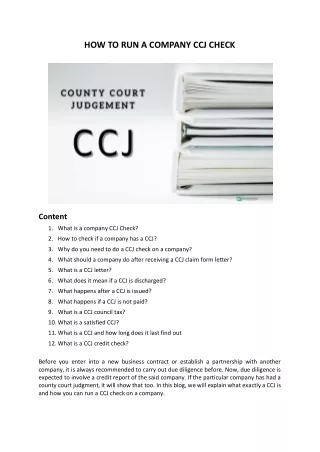Why do you need to do a CCJ check on a company?