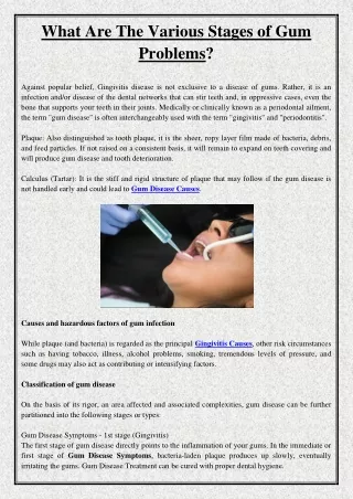 what are the various stages of gum problems