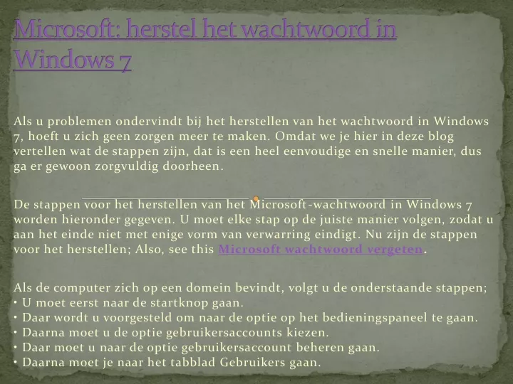 microsoft herstel het wachtwoord in windows 7