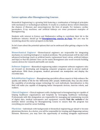 career options after bioengineering courses