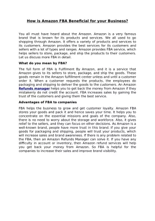 how is amazon fba