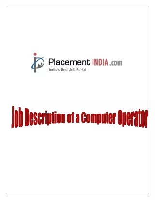 Job Description of a Computer Operator