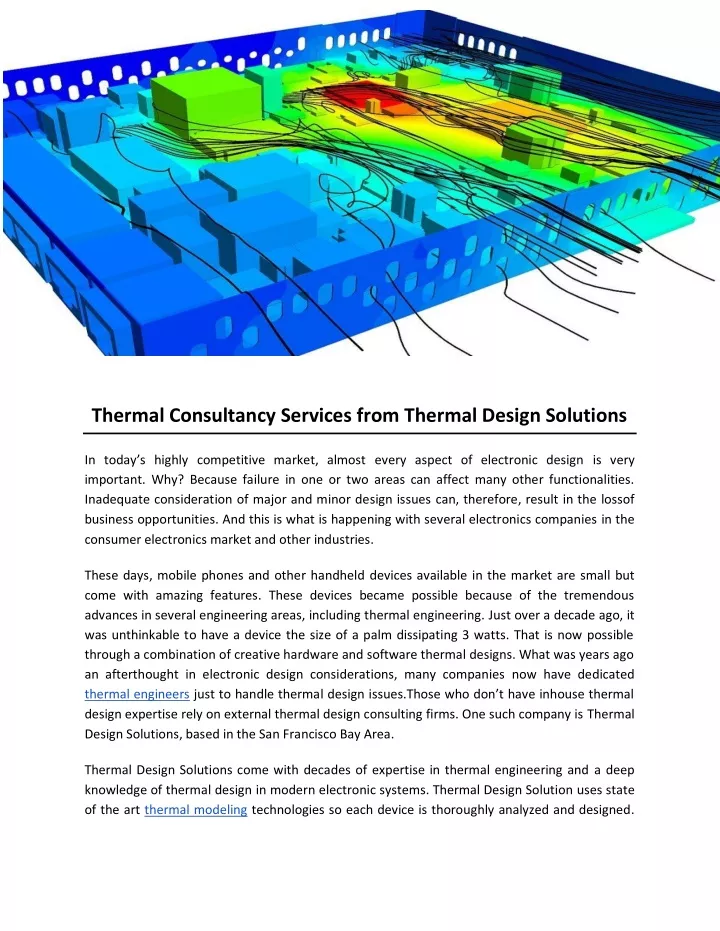 thermal consultancy services from thermal design