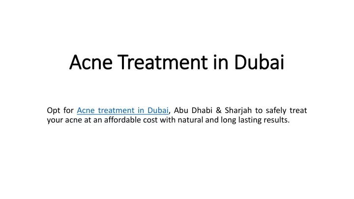 acne treatment in dubai