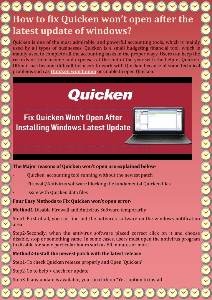 how to fix quicken won t open after the latest