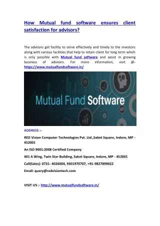 How Mutual fund software ensures client satisfaction for advisors?