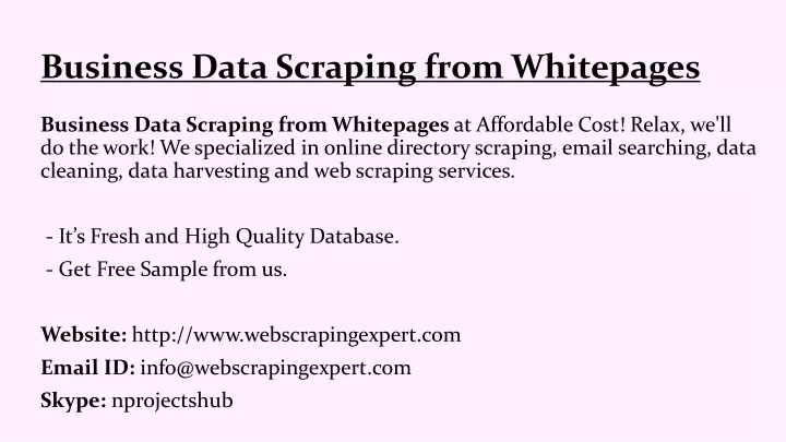 business data scraping from whitepages