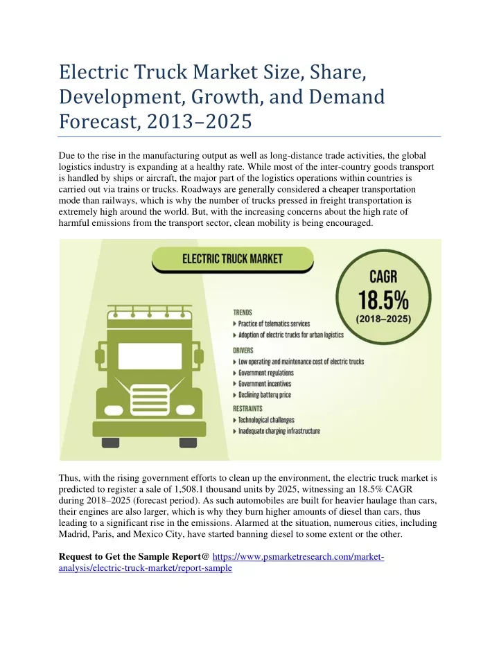 electric truck market size share development