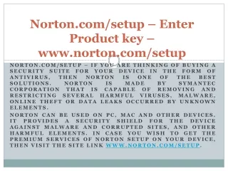 Norton.com/setup - Enter Product key - www.norton.com/setup