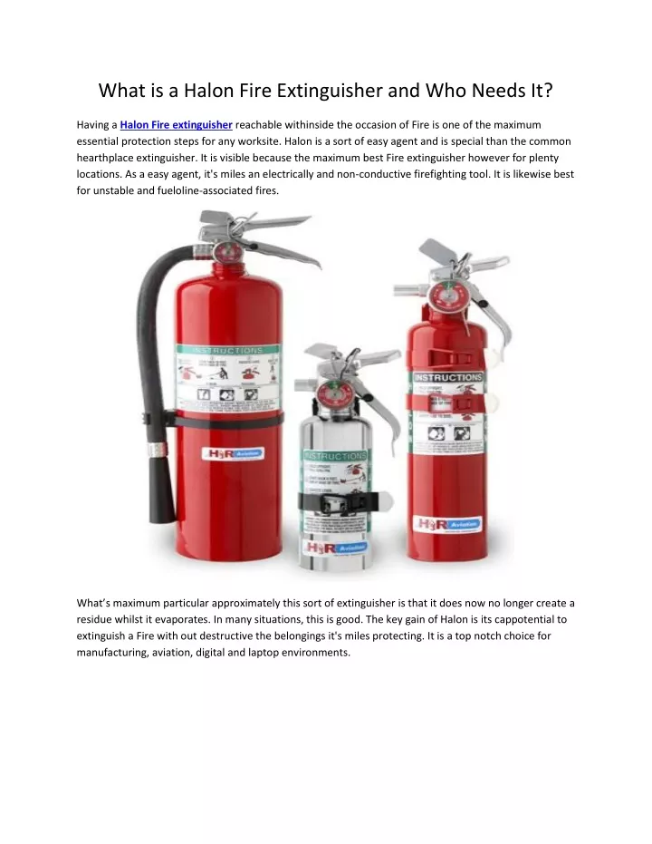 what is a halon fire extinguisher and who needs it