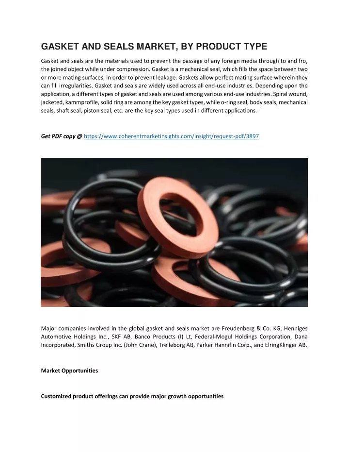 gasket and seals market by product type