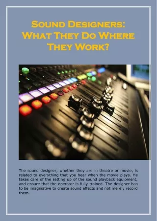 sound designers sound designers what they