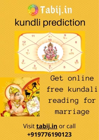 Kundli prediction: Get online free kundali reading for marriage call 919776190123 or visit tabij.in