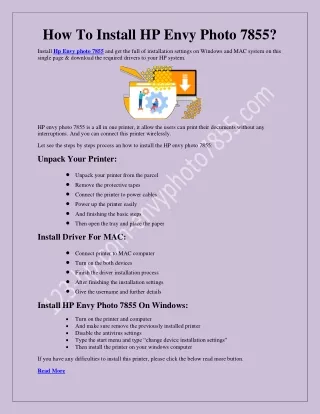 how to install hp envy photo 7855