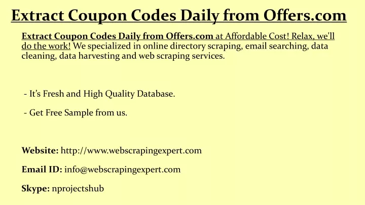 extract coupon codes daily from offers com