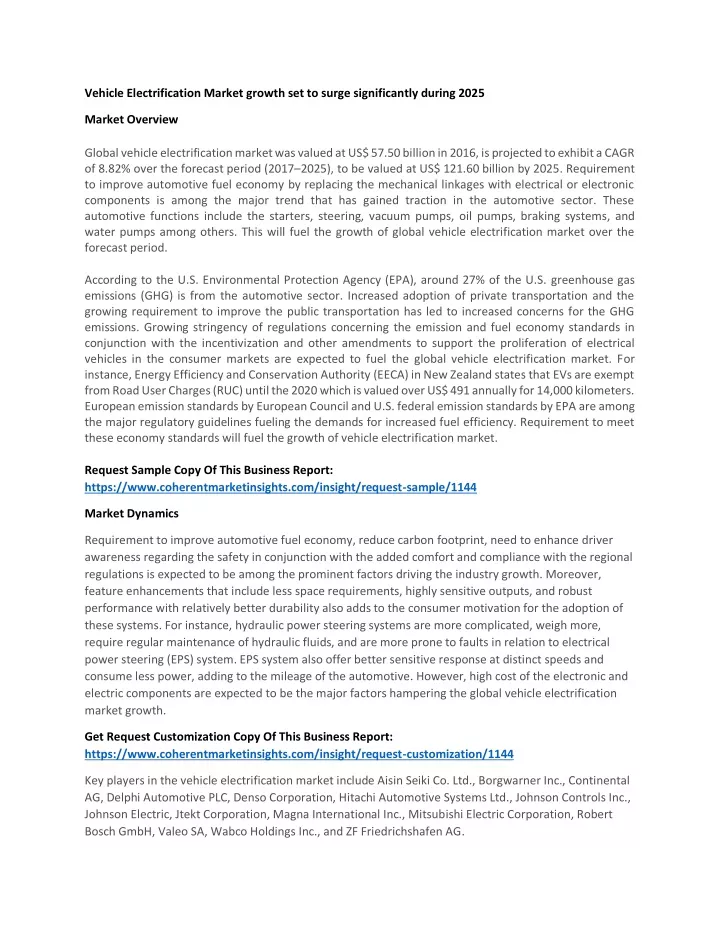 vehicle electrification market growth