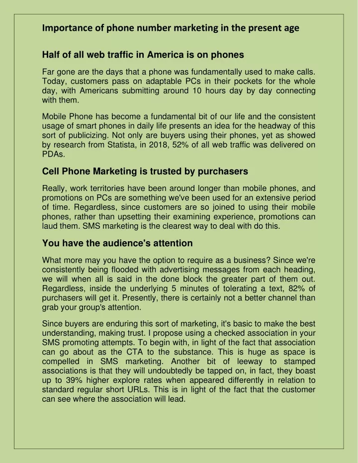 importance of phone number marketing