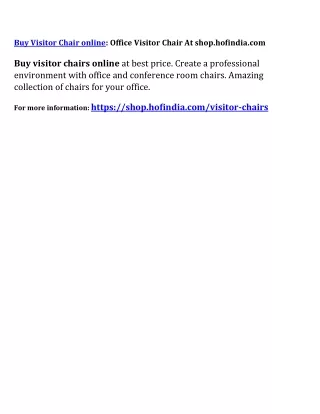 Buy Visitor Chair online: Office Visitor Chair