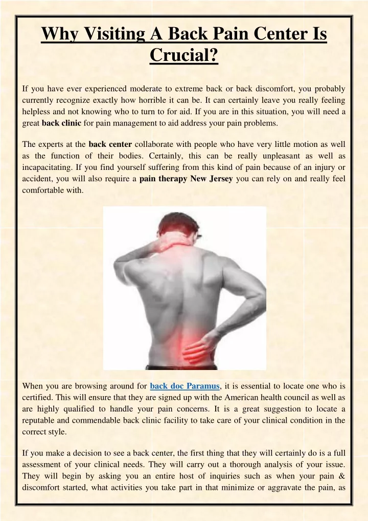 why visiting a back pain center is crucial